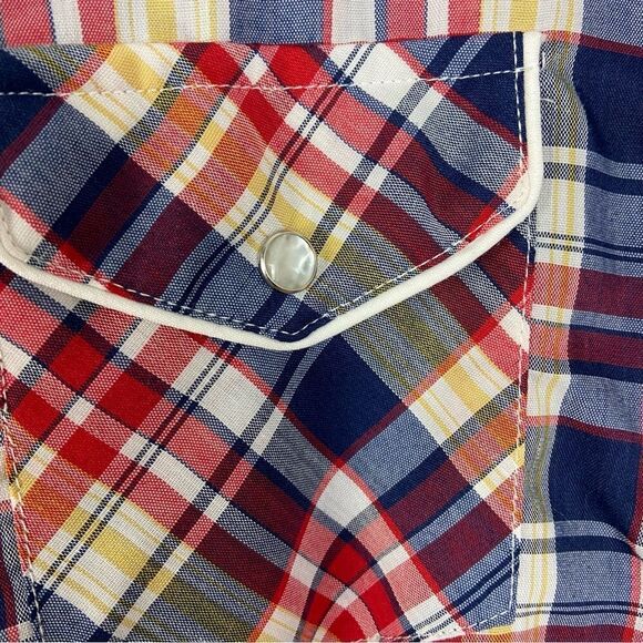 Vintage Avante West Snap Button Western Shirt Plaid Cowgirl 13/14 Medium - Picture 8 of 11